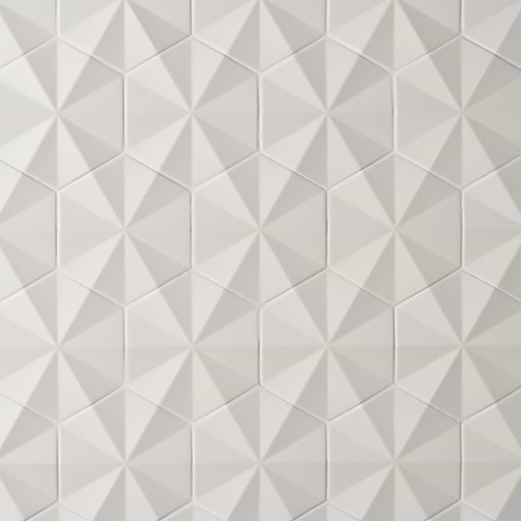 Zeal Ogassian 3D 6" Hexagon White Matte Porcelain Tile