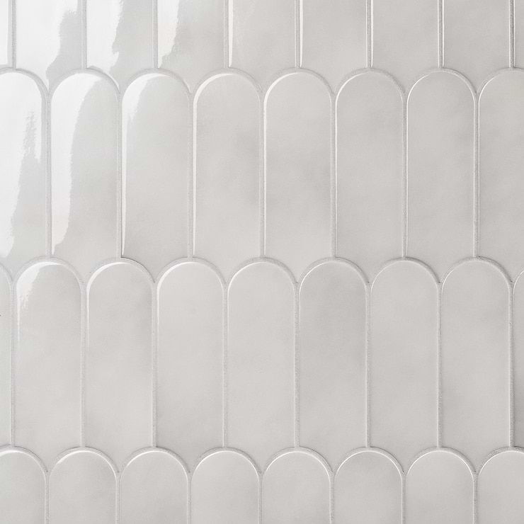Parry Mist Gray 3x8 Fishscale Glossy Ceramic Wall Tile