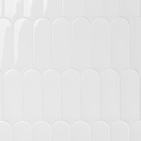 Parry White 3x8 Fishscale Glossy Ceramic Wall Tile