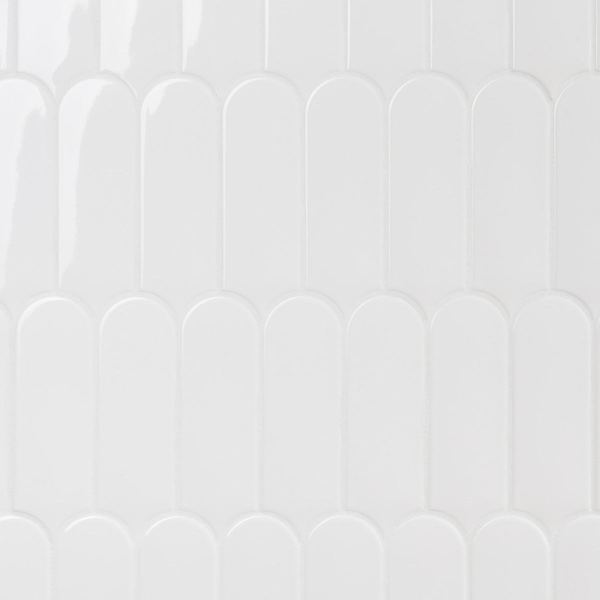 Parry White 3x8 Fishscale Glossy Ceramic Wall Tile