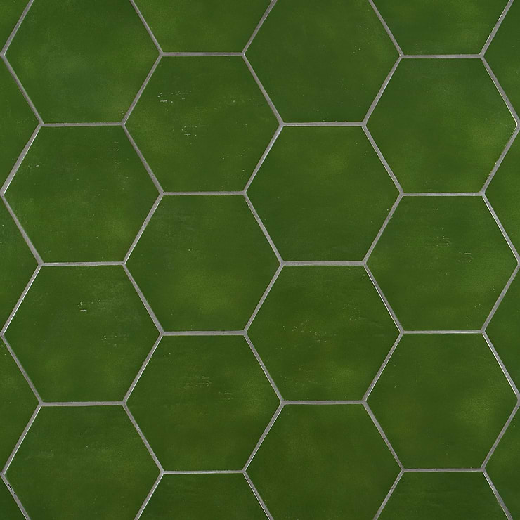 Cavallo Monaco Green 7" Hexagon Glossy Porcelain Tile
