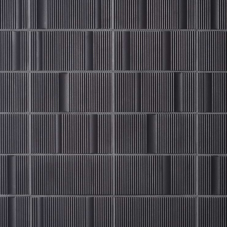 Division Antracite Black 8x16 Fluted 3D Matte Ceramic Wall Tile