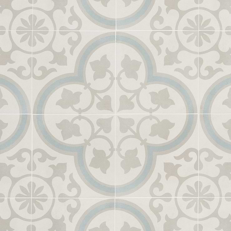 Lapaz Silver Ornate 9x9 Matte Porcelain Tile