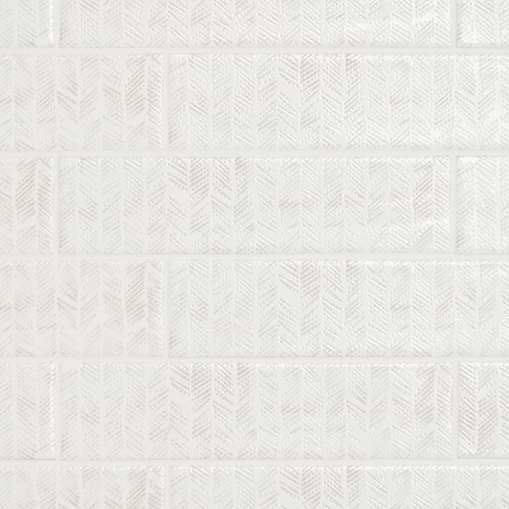 Chance White 2x10 Polished Ceramic Chevron Tile