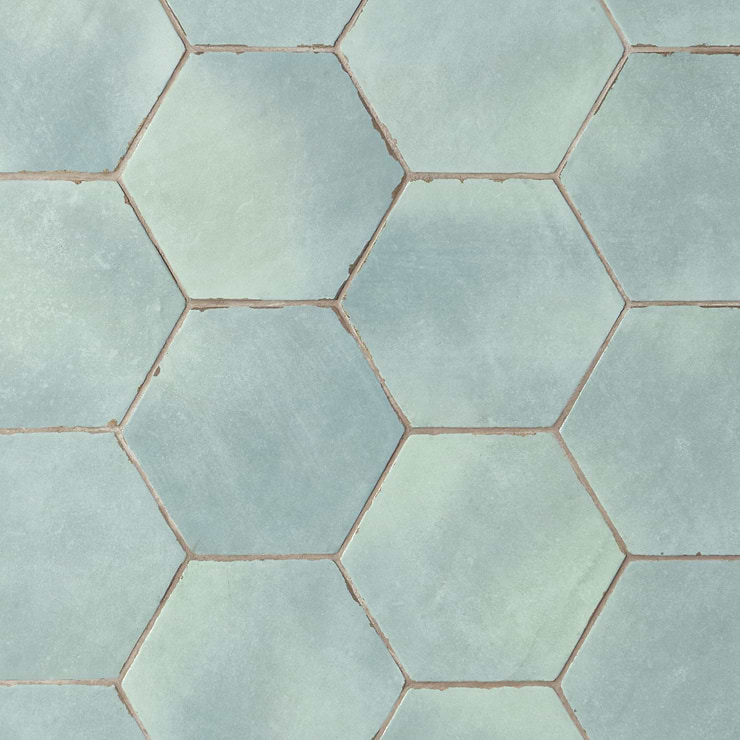 Sasha Hex Bettina Blue Green 6" Matte Porcelain Hexagon Tile