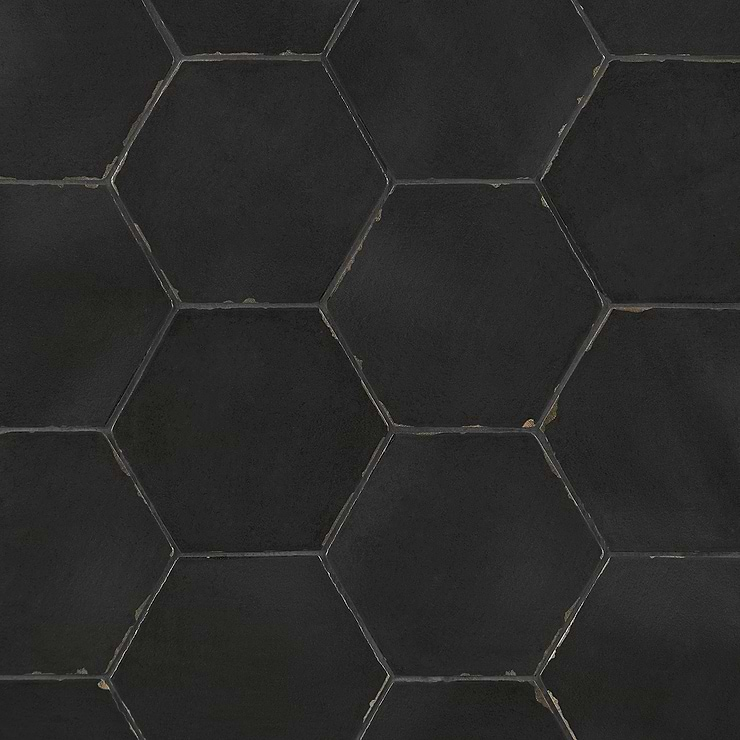 Sasha Hex Sorrentine Nero 6" Matte Porcelain Hexagon Tile