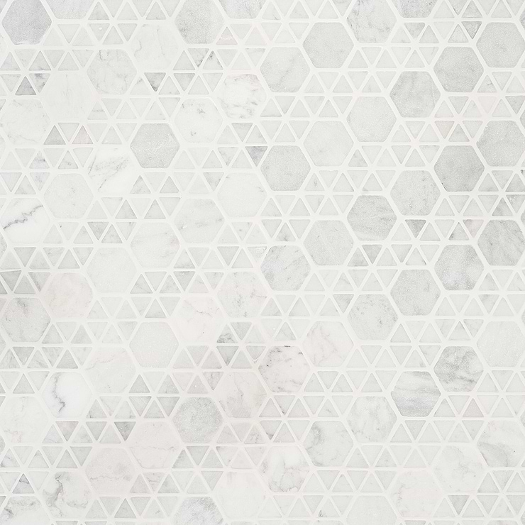 Aspekt Hex Matte White Carrara Mosaic