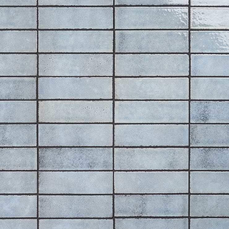 Color One Arctic Blue 2x8 Glossy Lava Stone Tile