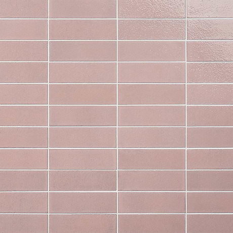 Color One Blush Pink 2x8 Glossy Lava Stone Tile 