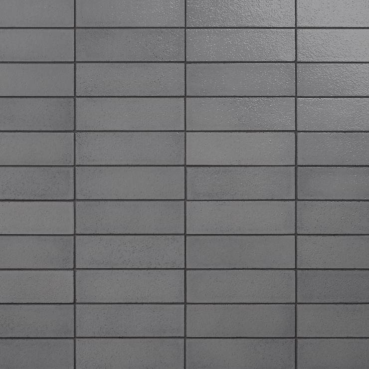 Color One Fossil Gray 2x8 Glossy Lava Stone Tile 