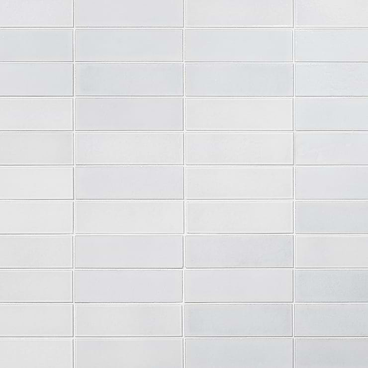 Color One Milk White 2x8 Glossy Lava Stone Tile