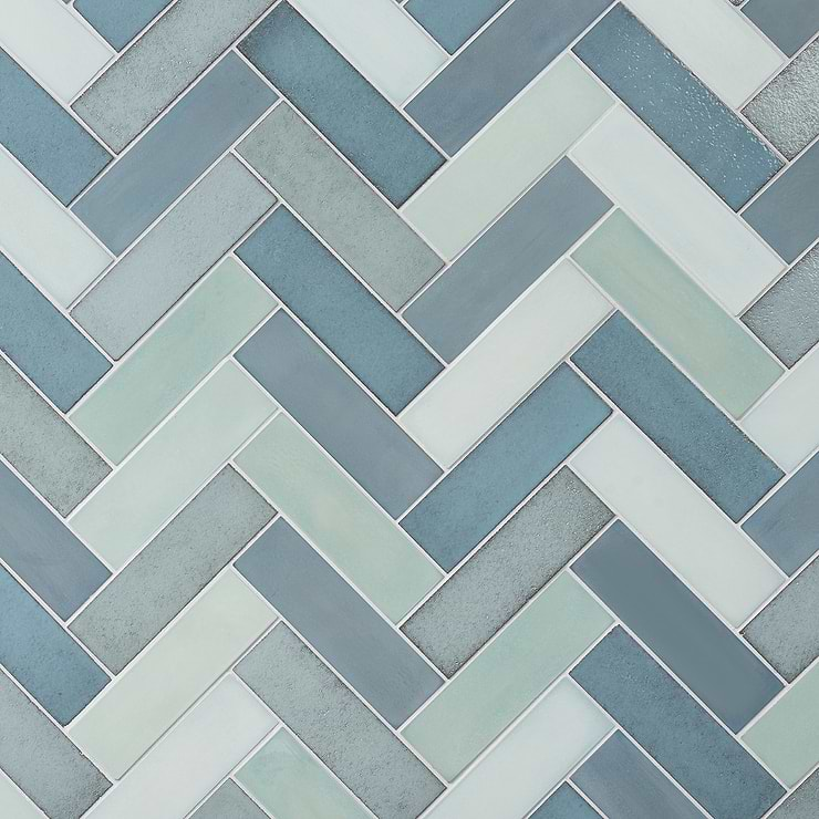 Color One Ocean Blend Blue 2x8 Cement and Lava Stone Tiles