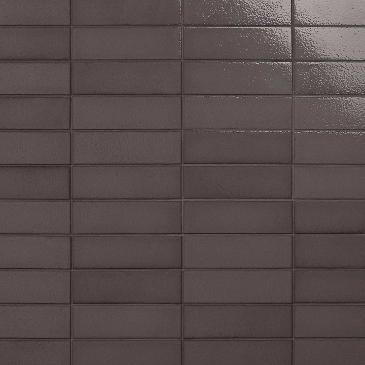 Color One Pebble Gray 2x8 Glossy Lava Stone Tile