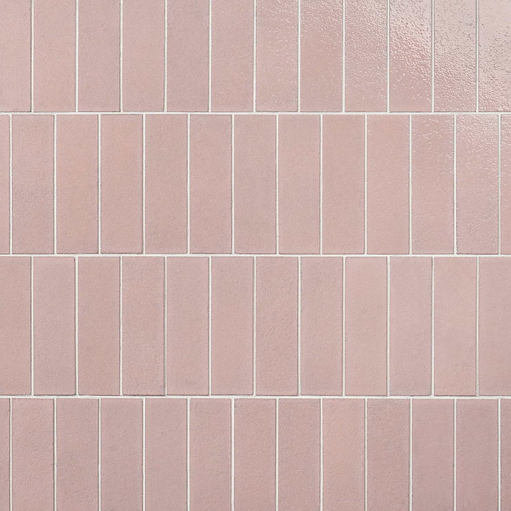 Color One Blush Pink 2x8 Glossy Lava Stone Tile 