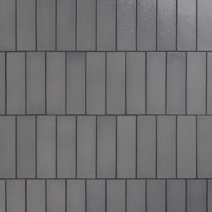 Color One Fossil Gray 2x8 Glossy Lava Stone Tile 