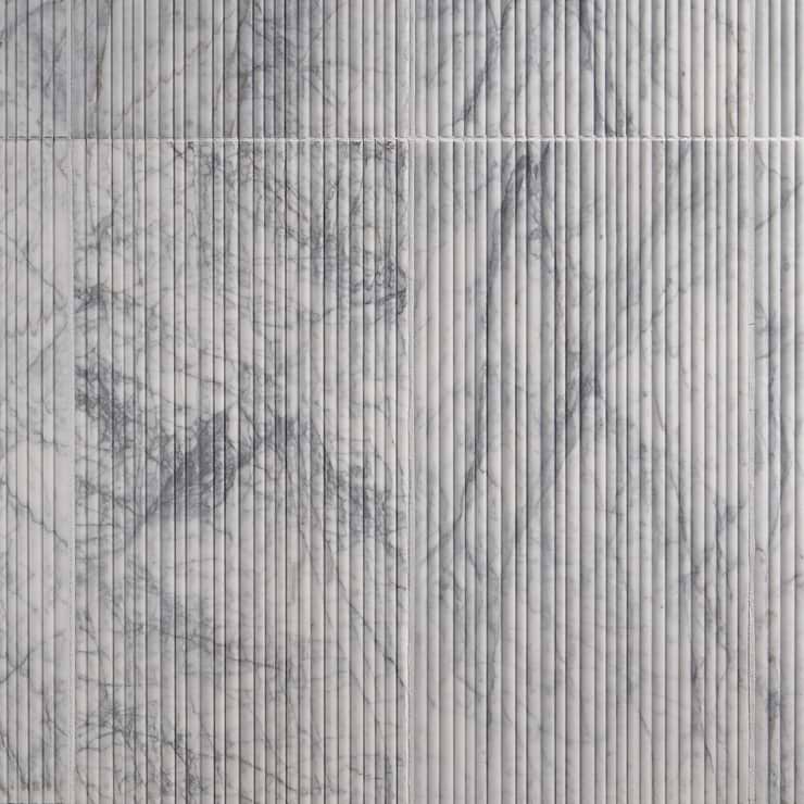 Waves White Lion 12x24 Fluted 3D Honed Marble Tile