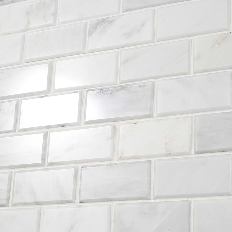 Asian Statuary 2x4" Beveled Brick Polished Marble Mosaic Tile