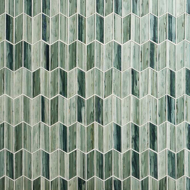 Maya Chevron Sage Mosaic Tile 