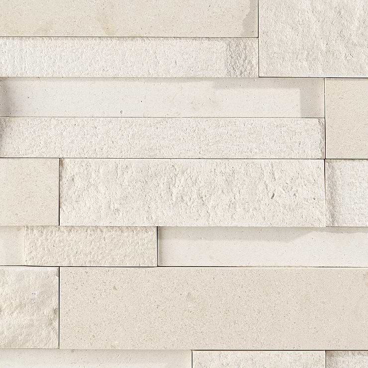 StackStone 3D Ebbor Beige & Cream Marble Ledger Panel Mosaic Wall Tile