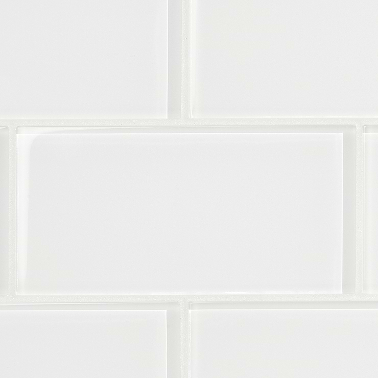 Loft Super White 3x6 Polished Glass Subway Wall Tile