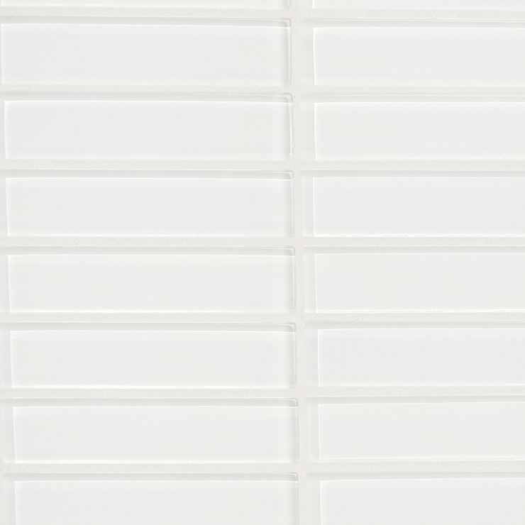 Loft Super White 1x4 Polished Glass Brick Mosaic Tile