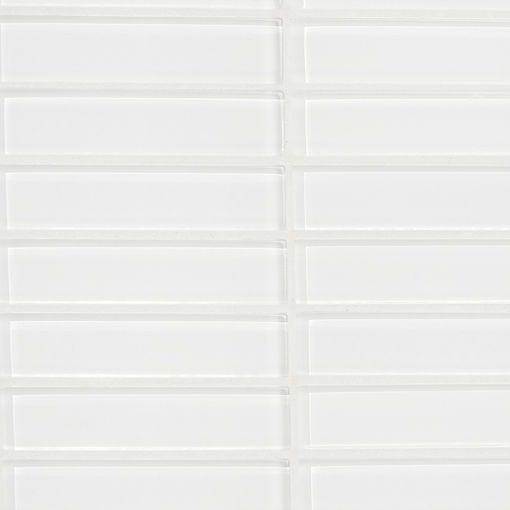 Loft Super White 1x4 Polished Glass Brick Mosaic Tile