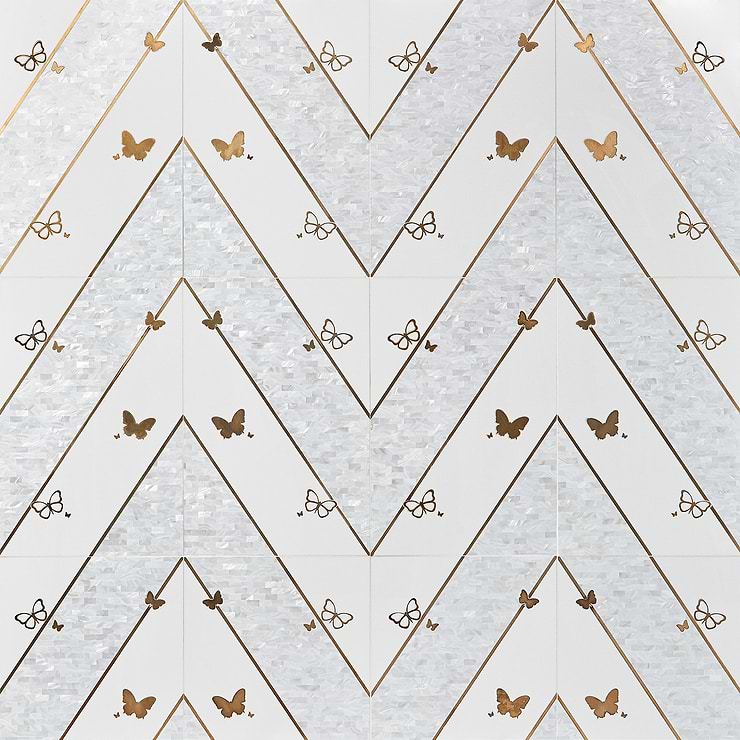 Timeless Butterflies Perla Brass 12x18 Polished Tile By Elizabeth Sutton