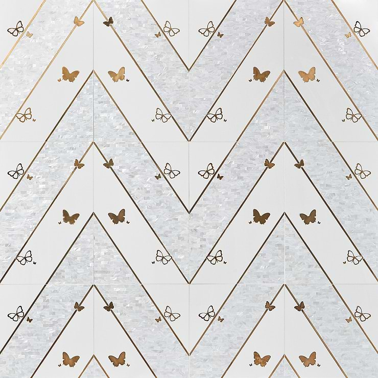 Timeless Butterflies Perla Brass 12x18 Polished Tile By Elizabeth Sutton