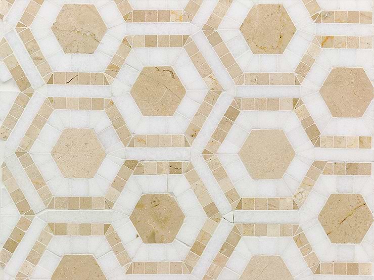 COSMOS CREMA & THASSOS HEXAGON MARBLE TILE