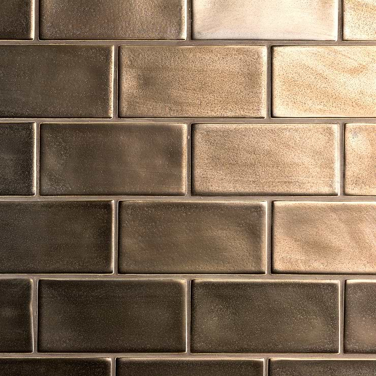 Nabi Subway Metallic Copper Brown 3x6 Matte Glass Tile