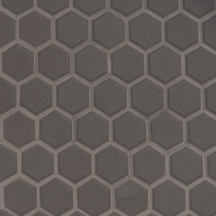 Level Black 1" Hexagon Matte Porcelain Tile