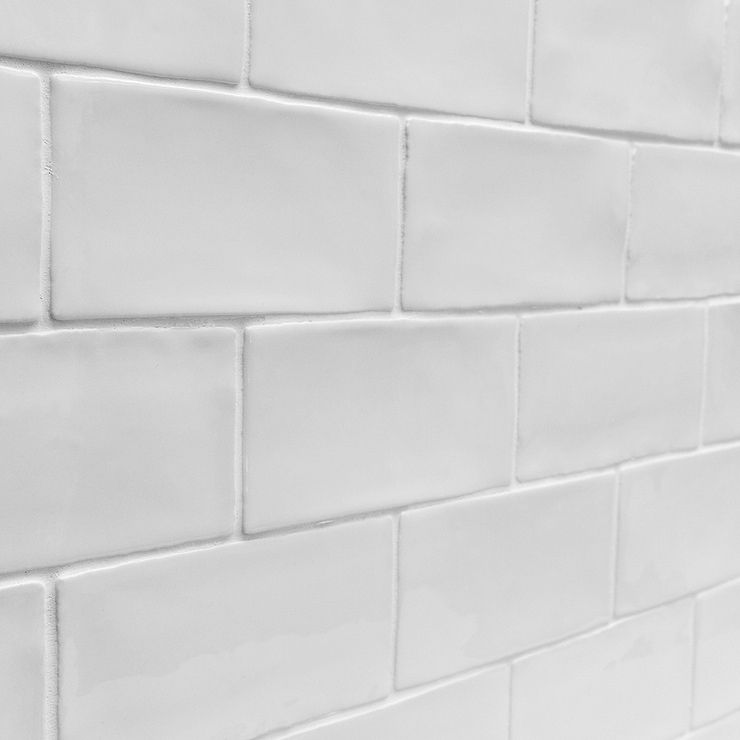 Lancaster Bianco White 3x6 Polished Ceramic Wall Tile