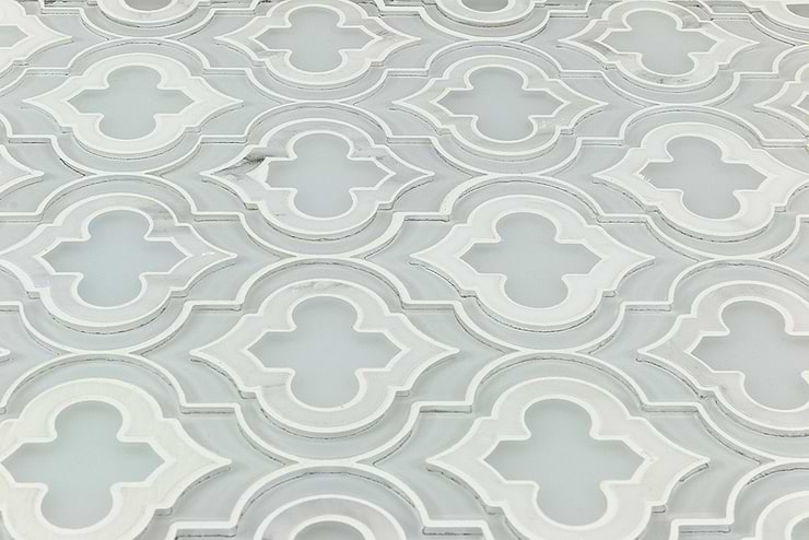 Kensington Super White Glass & Asian Statuary Marble Tile