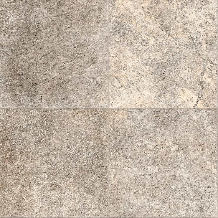 Paleo Travertine Silver 24x24 Textured Porcelain 2CM Outdoor Paver