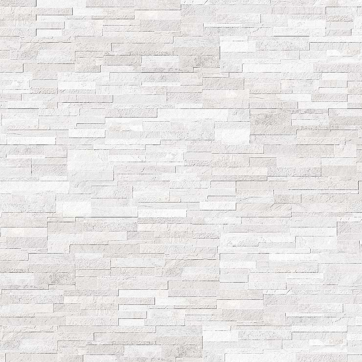 Rugged Stacked Cold White 6x24 Matte Porcelain Ledger Stone Veneer