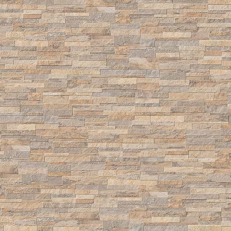 Rugged Stacked Quartzite Sand 6x24 Matte Porcelain Ledger Stone Veneer