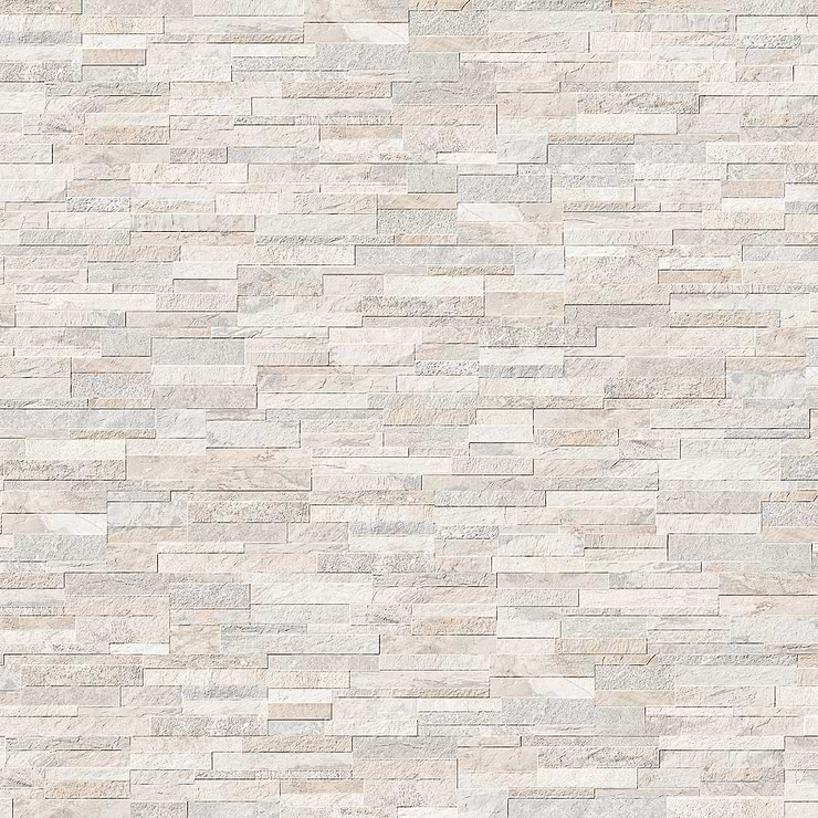 Rugged Stacked Quartzite White 6x24 Matte Porcelain Ledger Stone Veneer