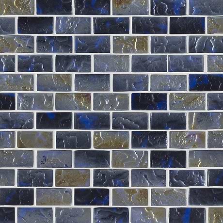 Watercolors Iridescent Portage Blue 1X2 Brick Glass  Mosaic