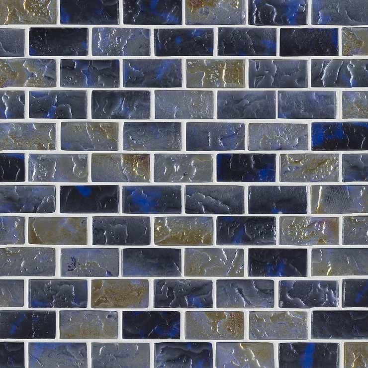 Watercolors Iridescent Portage Blue 1X2 Brick Glass  Mosaic
