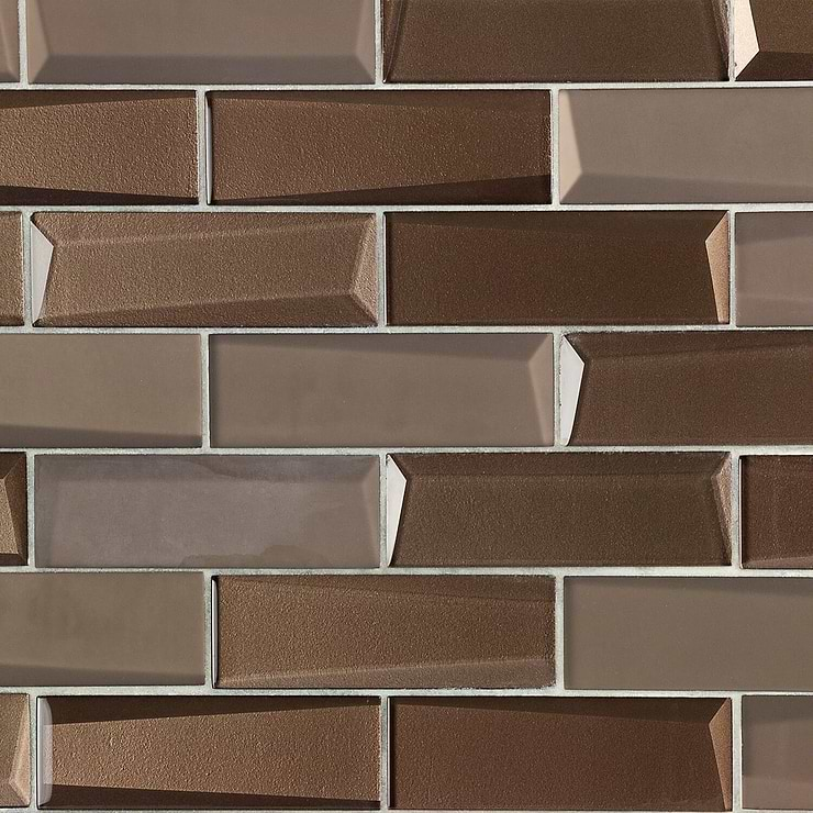 Remington Bronze Beveled Bricks Glass Mosaic Tile