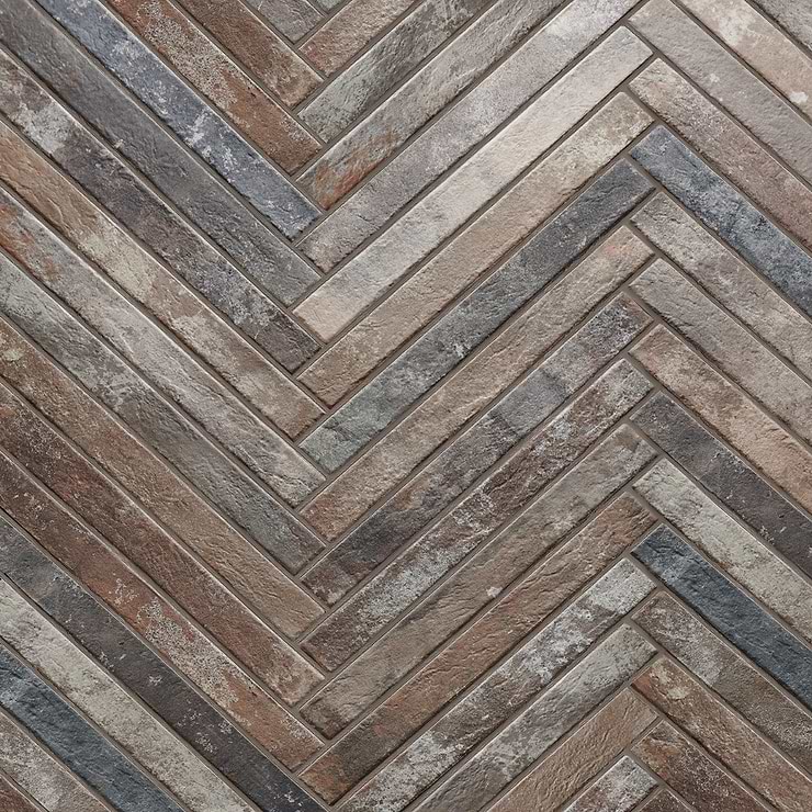English Brick Industrial Red Mix 2x18 Matte Porcelain Tile