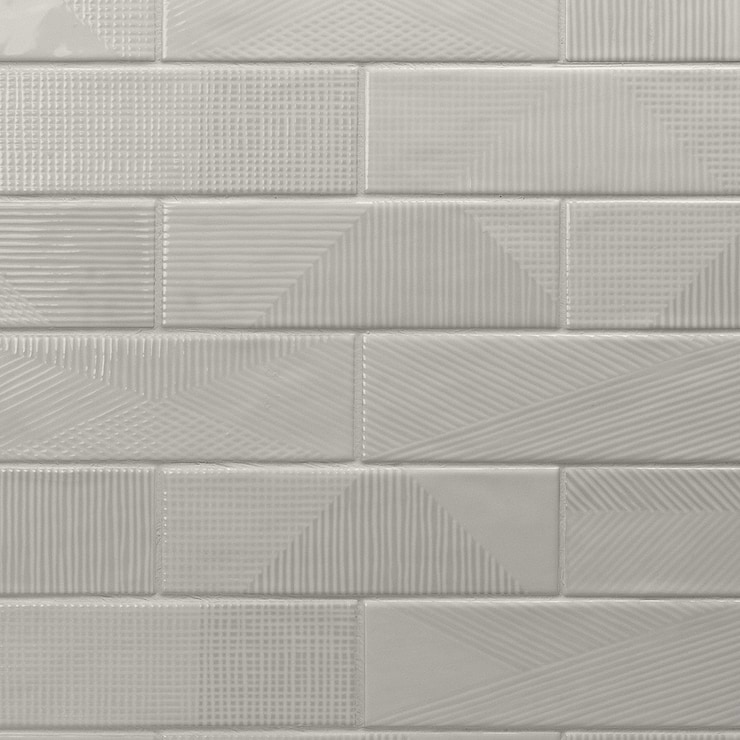 Enigma Light Gray 2x8 Polished Textured Ceramic Wall Tile