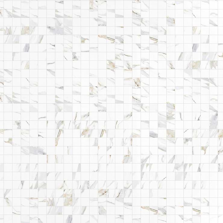 Minera Aurora Gold 2x2 Marble Look Matte Mosaic Tile