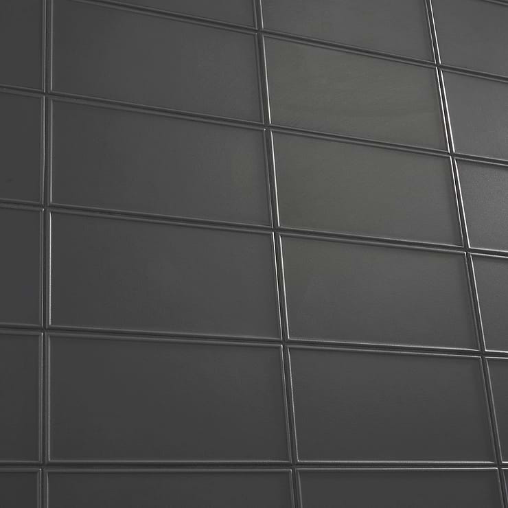 Stacy Garcia Maddox Frame Charcoal Black 4x8 Matte Ceramic Subway Tile