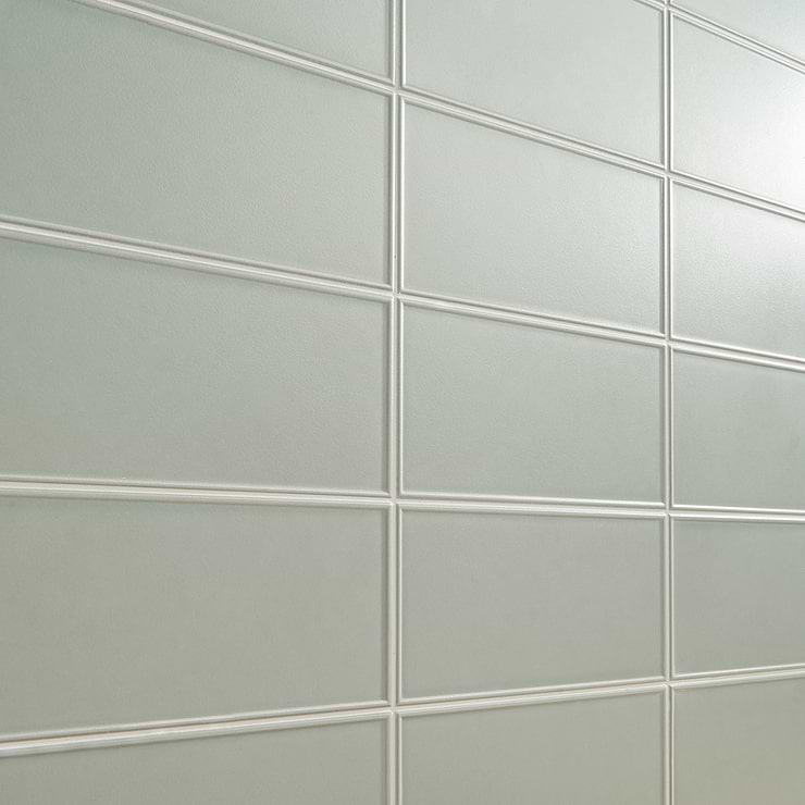 Stacy Garcia Maddox Frame Mineral Green 4x8 Matte Ceramic Wall Tile