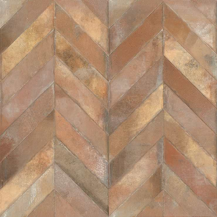 Sculpt Chevron Cotto 24x48 Natural Porcelain Tile