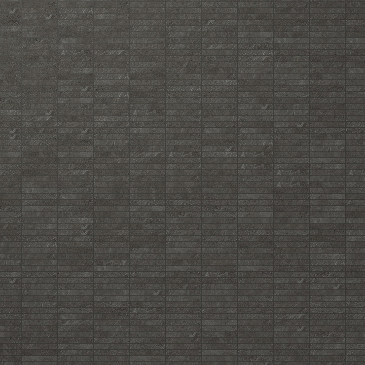 Era Charcoal Black 1x6 Stacked Limestone Look Matte Porcelain Mosaic Tile