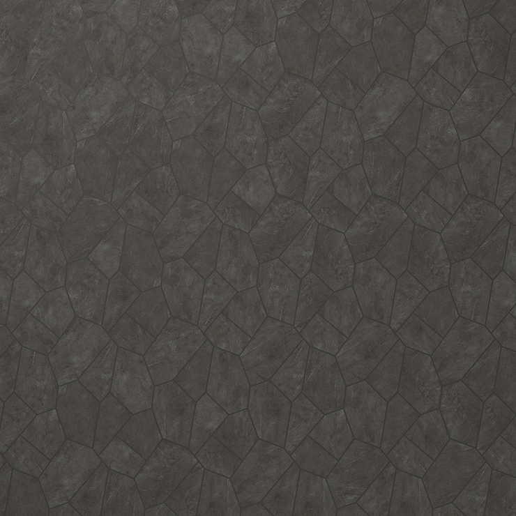 Era Charcoal Black Organic Pattern Limestone Look Matte Porcelain Mosaic Tile