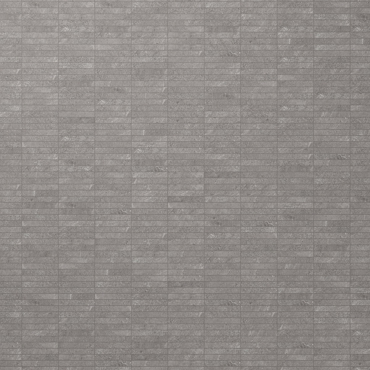 Era Slate Gray 1x6 Stacked Limestone Look Matte Porcelain Mosaic Tile