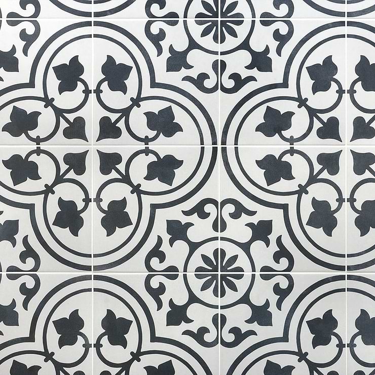 Cascais White Ornate 9x9 Matte Porcelain Tile
